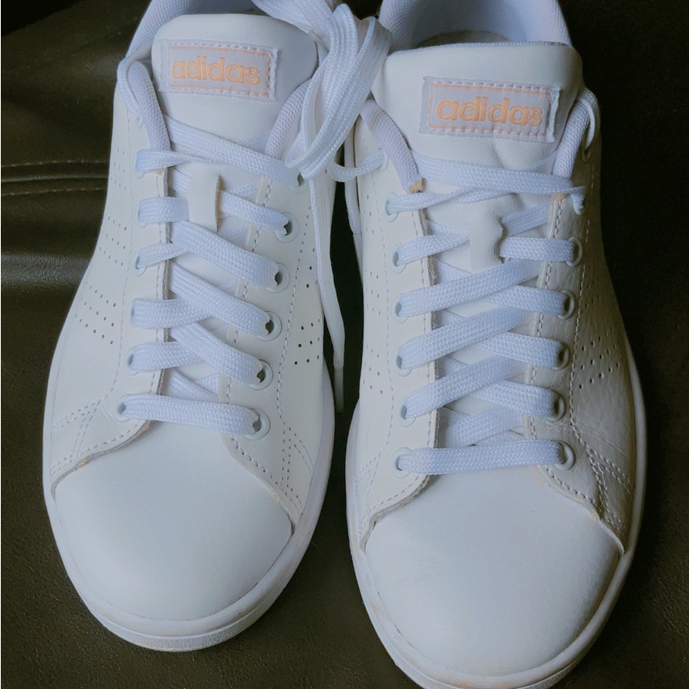 Adidas White and Peach Sneakers